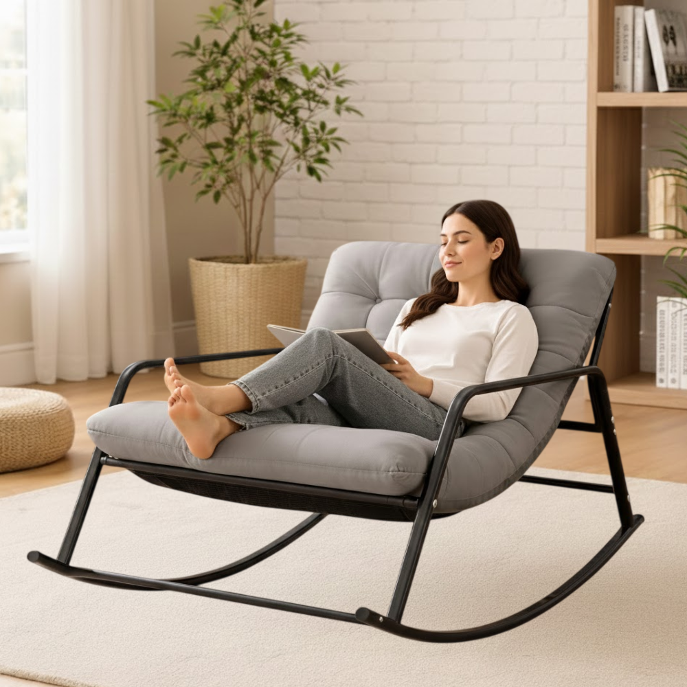 เก้าอี้พักผ่อนโยกได้ ELIFE สีเทา_9